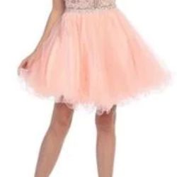 Beautiful dress..blush color..size 14 .. just worn 1 time