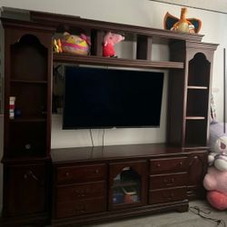 Large Wooden Entertainment Center / TV Stand
