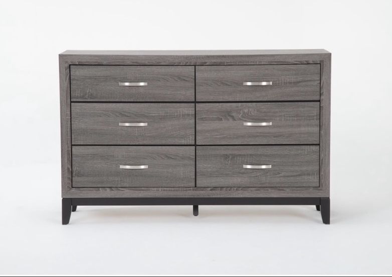 Finley Grey Wood 37” 6 Drawer Dresser