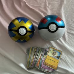 Two Pokémon Ball Opened Tins (each Comes With 50 Nm Cards)