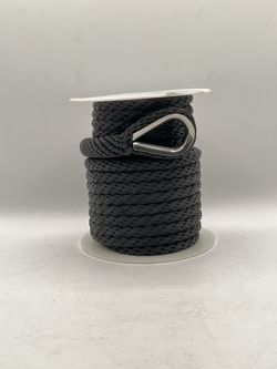 1/2" x 50' Black MFP Anchor Line with Stainless Steel Thimble