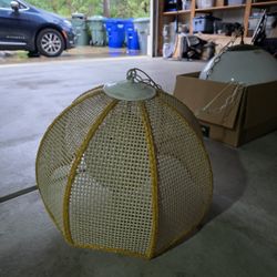 Vintage 1960s Hanging Wicker Globe Light