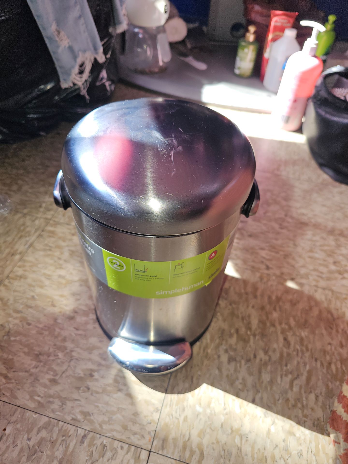 1.2 gallon stainless steel step on trash can