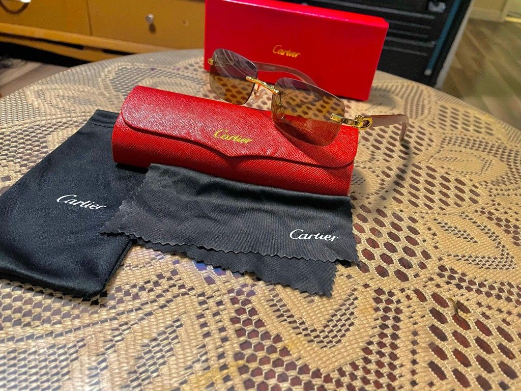 C Brown Wood Sunglasses
