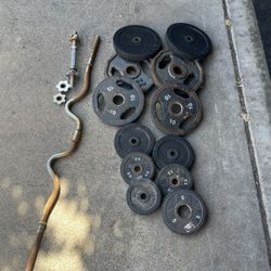 Standard Size Weights With Curl Barbell