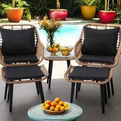 New Patio Rattan Chairs With Ottomans
