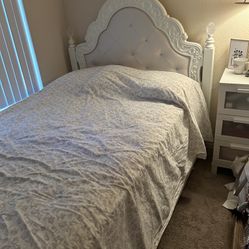 Girls White Full Bed and Dresser Set