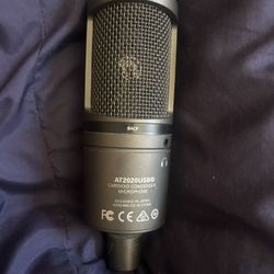 Microphone With A Boom Arm And Fender Guitar 