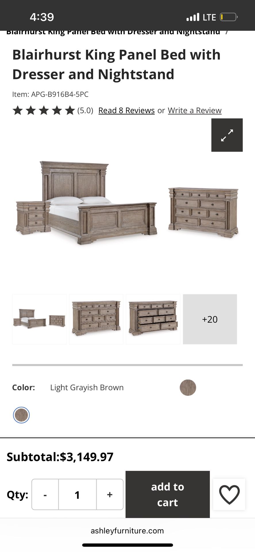 Full Ashely Bedroom Set