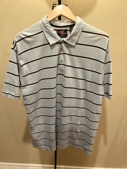 Point Zero Light Gray Polo with Brown Stripes