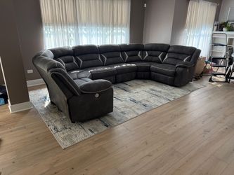 Large Dark Gray Power Reclining Sectional Sofa