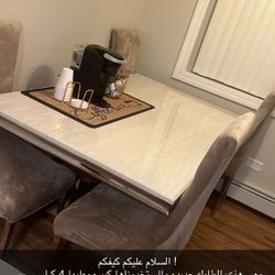 Marble Table With 4 Velvet Chairs