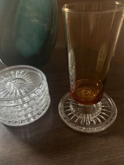 Princess House of Highlights set of 6 coasters. Lead crystal. 7th & tbird