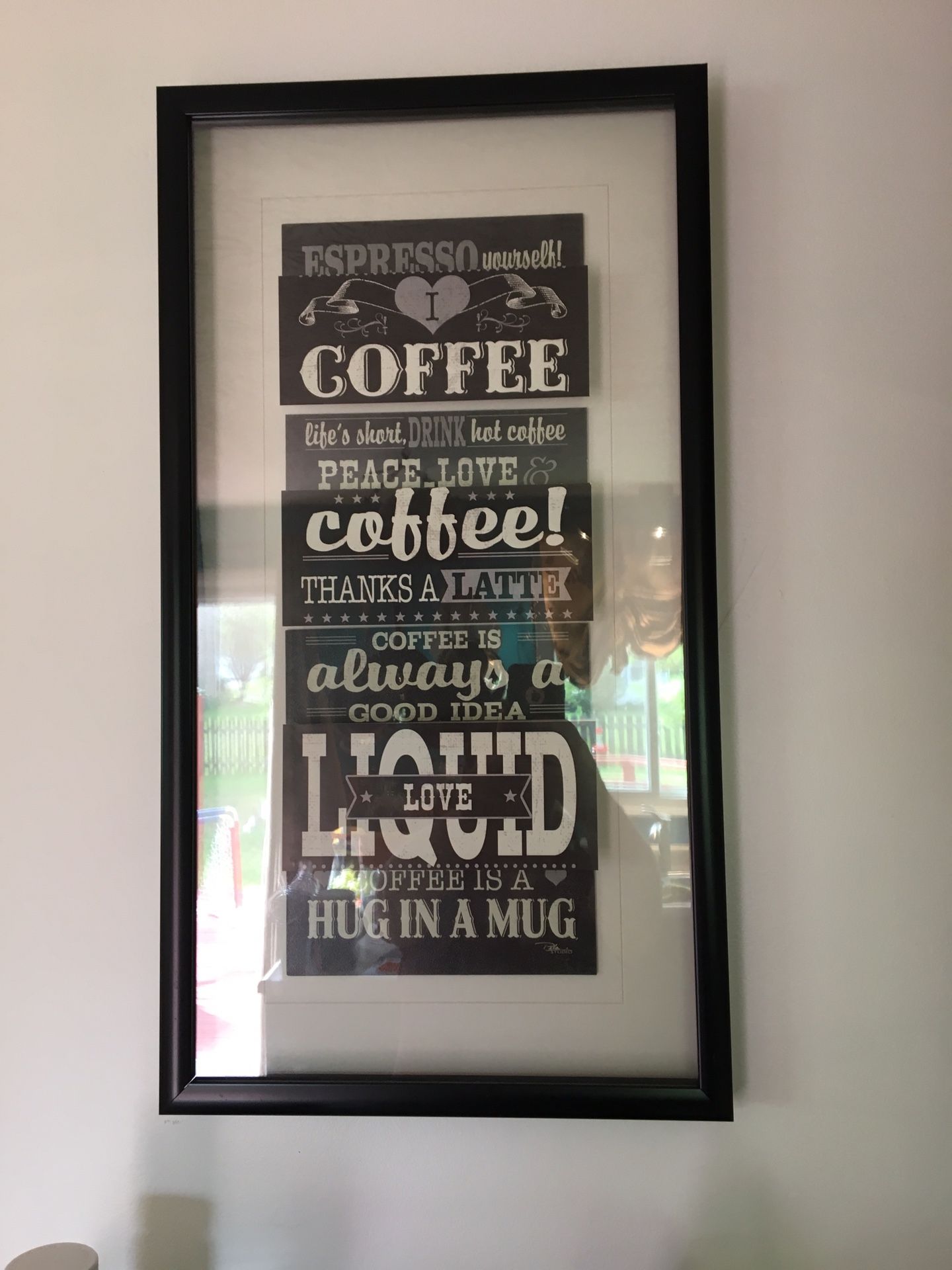 Glass framed coffee art