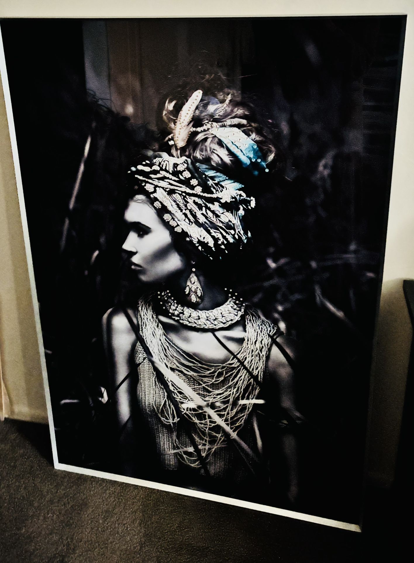 Tribal-inspired Black & White Portrait Print 48X32