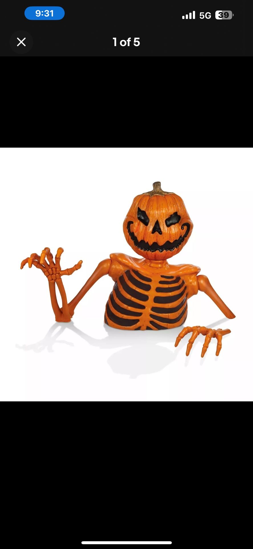 LARGE 4 FOOT Orange Pumpkin Skeleton Ground Breaker Halloween Decor 🎃