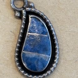 Sterling Silver Blue Stone Inlay Pendant – Southwest Style