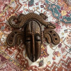 African Carved Wood wall Mask Decor 