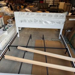 Allewie King Size Platform Bed Frame with Velvet Upholstered Headboard and Wooden Slats Support,