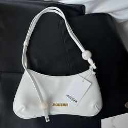 Jacquemus Le Bisou Perle White Beaded Shoulder Bag