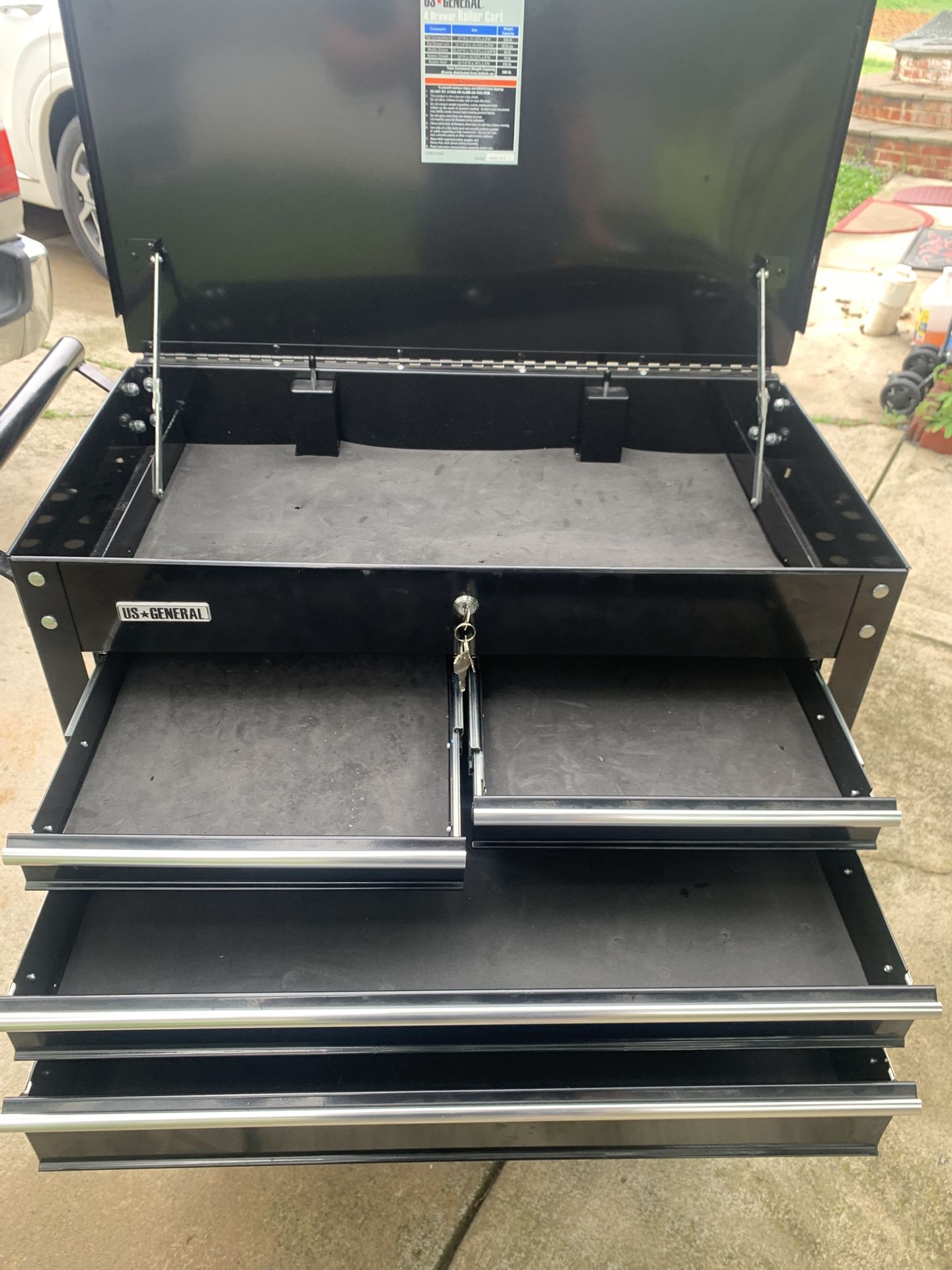 US General 4 Drawer Roll Cart W 3 Keys