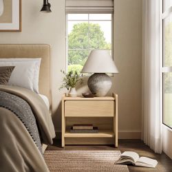 Noa Morden Tray-Edge Nightstand End Table with Rounded Corners, 15.5" ，IF2638