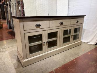 BAYSIDE FURNISHINGS Winthrope Distressed Off White 72″ Accent Console