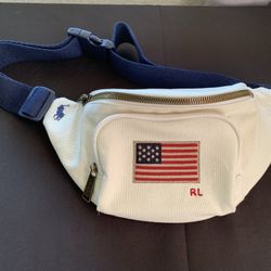 Polo Ralph Lauren Men’s USA Flag Canvas Waist Pack White