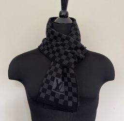 LV Damier Checkered Black Scarf