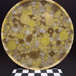 Vintage MCM 1960’s Fiberglass Flower Serving Tray 17” Yellow, white, brown