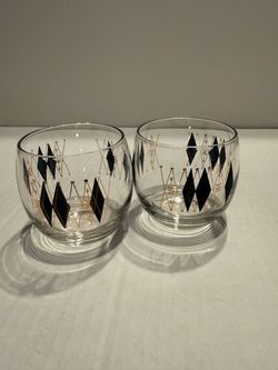 Vintage Mid Century glass Roly Poly whiskey glass