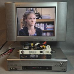 Sanyo VCR VHS Player Recorder With 2 Movies & Cables