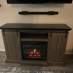 Console Center With Electric Fire Place