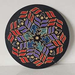 Relief Mandala Painting On Wooden Plaque 