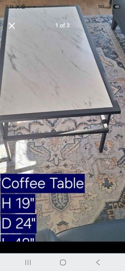 Faux Marble Top Coffee Table with Metal Frame