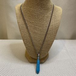 NWOT Natural stone point chain necklace 0872 looks like turquoise but I’m not 100% sure. Beautiful light blue point crystal.   #naturalstone #chain #t