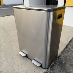 60L Stainless Steel Double Compartment Trash Can 