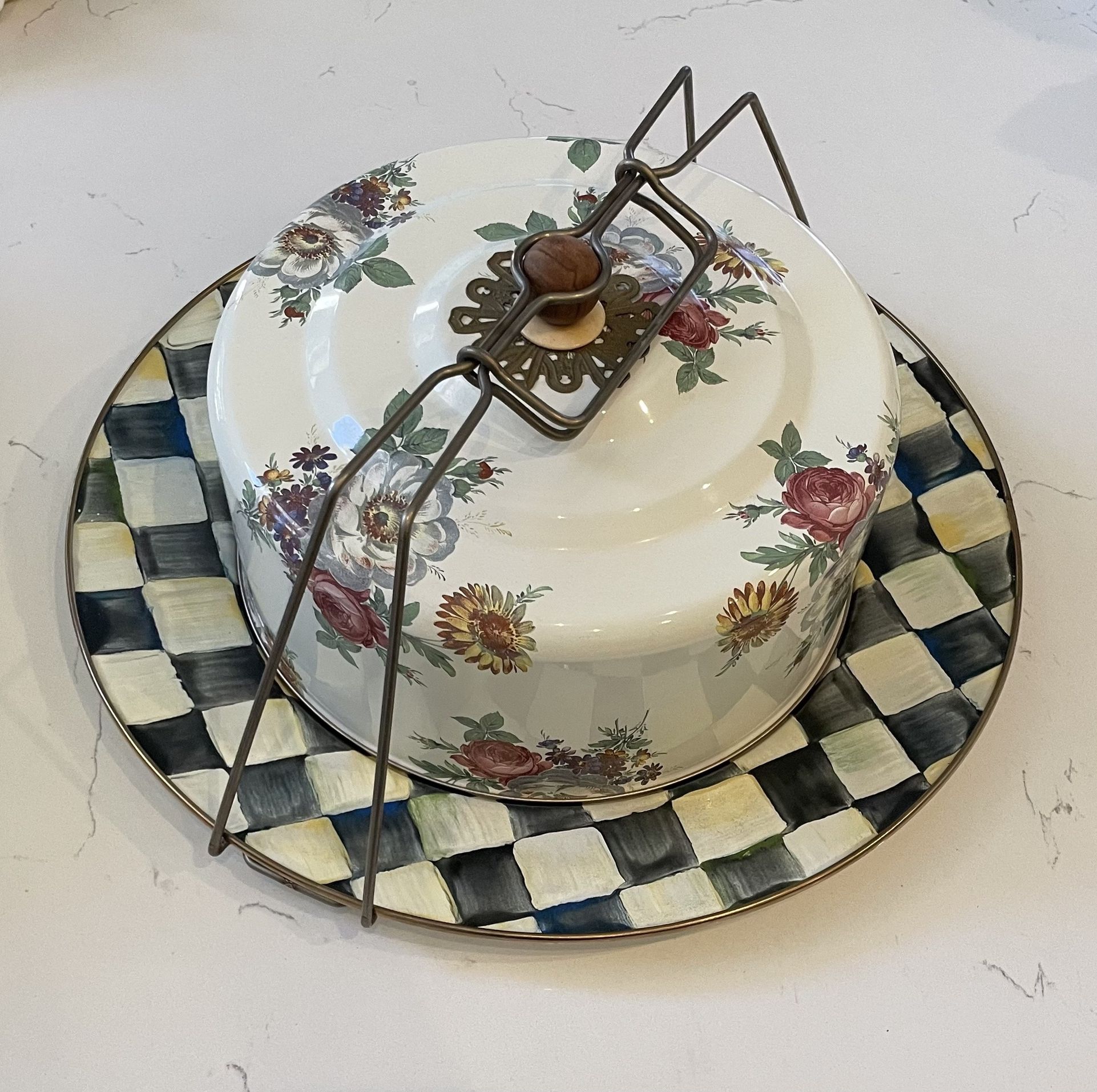 Camp Mackenzie-Childs Designer Cake Plate & Carrier