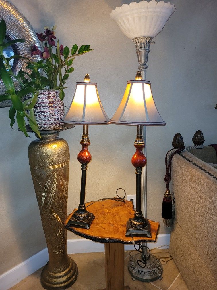 Set 2 Bronze 32" Table Entry Lamps