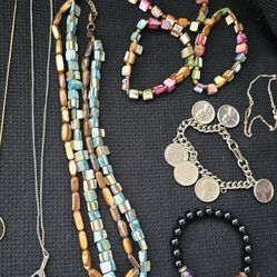 Vtg. Lot of 19 Necklaces & Bracelets,  2 Necklaces 925 some signed B.S.K,  Monet,.RJ Graziano and  Alfani