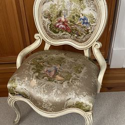 French Provincial Vintage Chair Silk Victorian Upholstery 