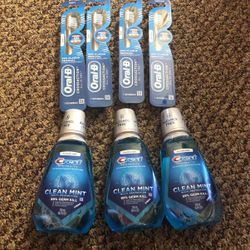 4 oral B tooth brush 3 crest pro health mouth wash
