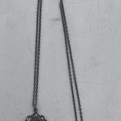 Vintage Sterling Cameo Necklace With Sterling Chain 