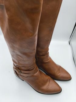 Brown Leather Knee-High Riding Boots