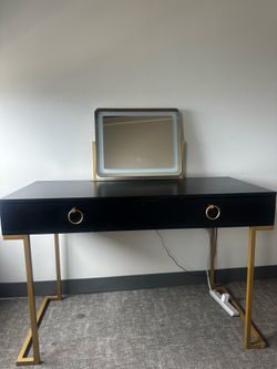 Modern Black & Gold Vanity Desk