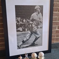 Babe Ruth Pic Frame With Figures And Signs Balls 
