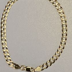 4.5mm Fully Solid 10k Gold Cuban Link Bracelet 7.5 Inch