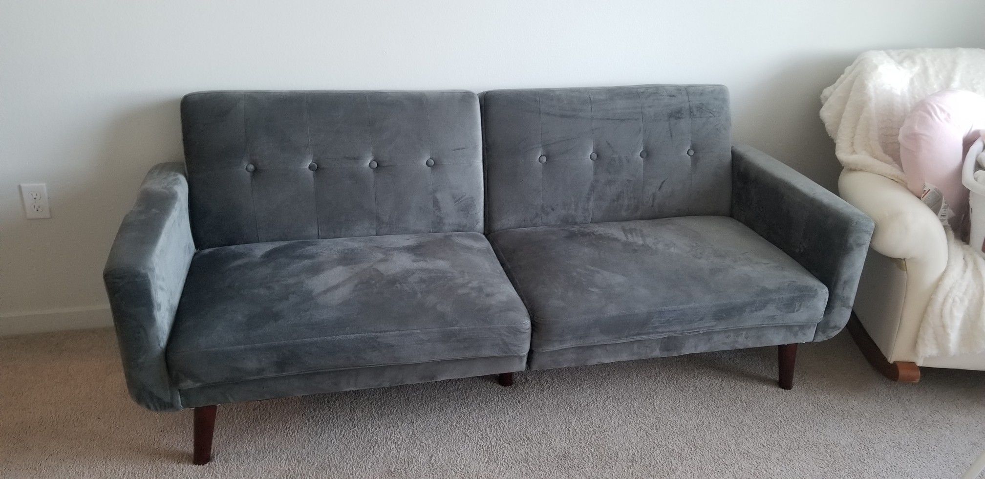 Gray Microfiber Velvet Futon couch Sofa