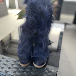 Fur Leather Trim Embellishment Boots