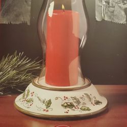 Vintage Christmas Earthenware Hurricane 